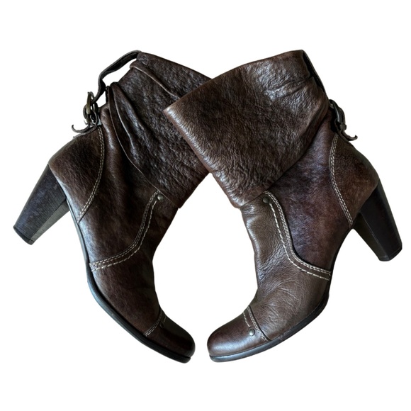 Tentazione Made in Italy Brown Leather Slouch Buckle Boots EU 38.5 / US 7.5 - Picture 1 of 10